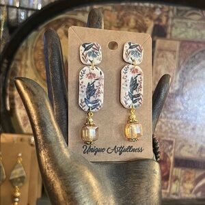 Floral Earrings with Gold Accents